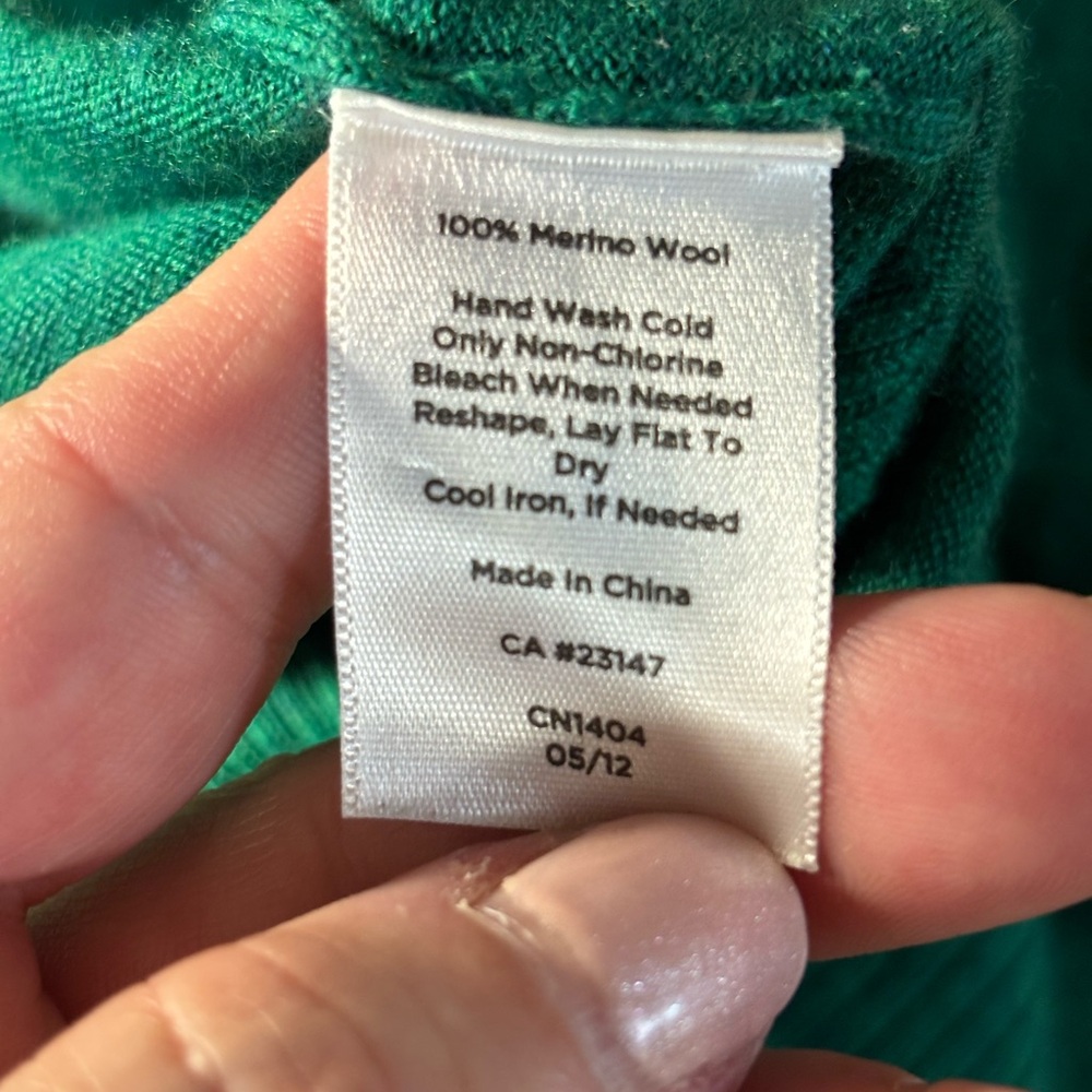 Talbots Emerald Green Open Front Cardigan Pure Merino Wool - Picture 6 of 6